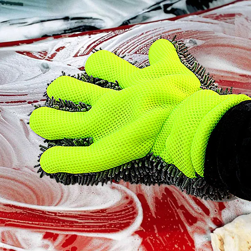 

1pc Car Wash Gloves Fine Wool Chenille 5 Fingers Glove Cleaning Mitt Washing Brush Cloth Home Cleaning Scrubbing Gloves