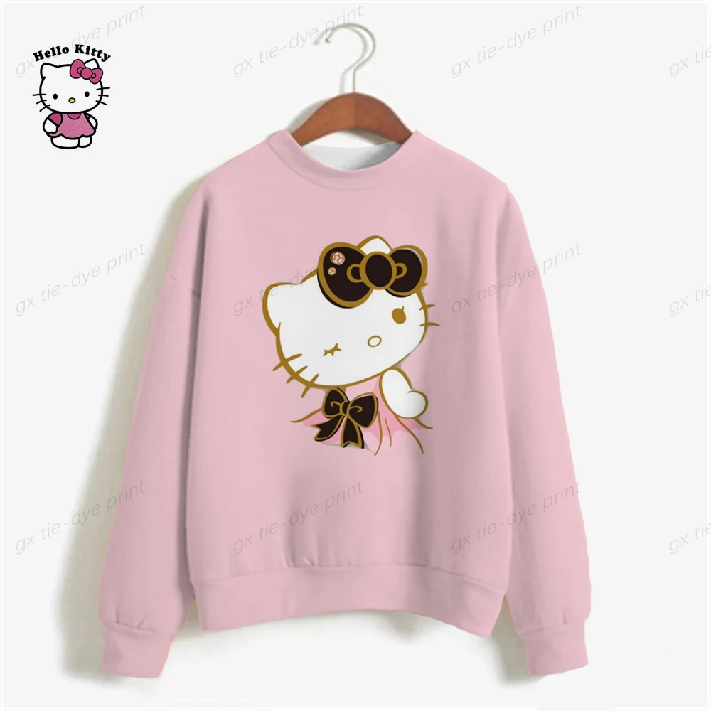 

Женская модная Толстовка с длинным рукавом, топ с принтом HELLO KITTY, пуловер, топы, свитшот, женские толстовки в стиле Харадзюку