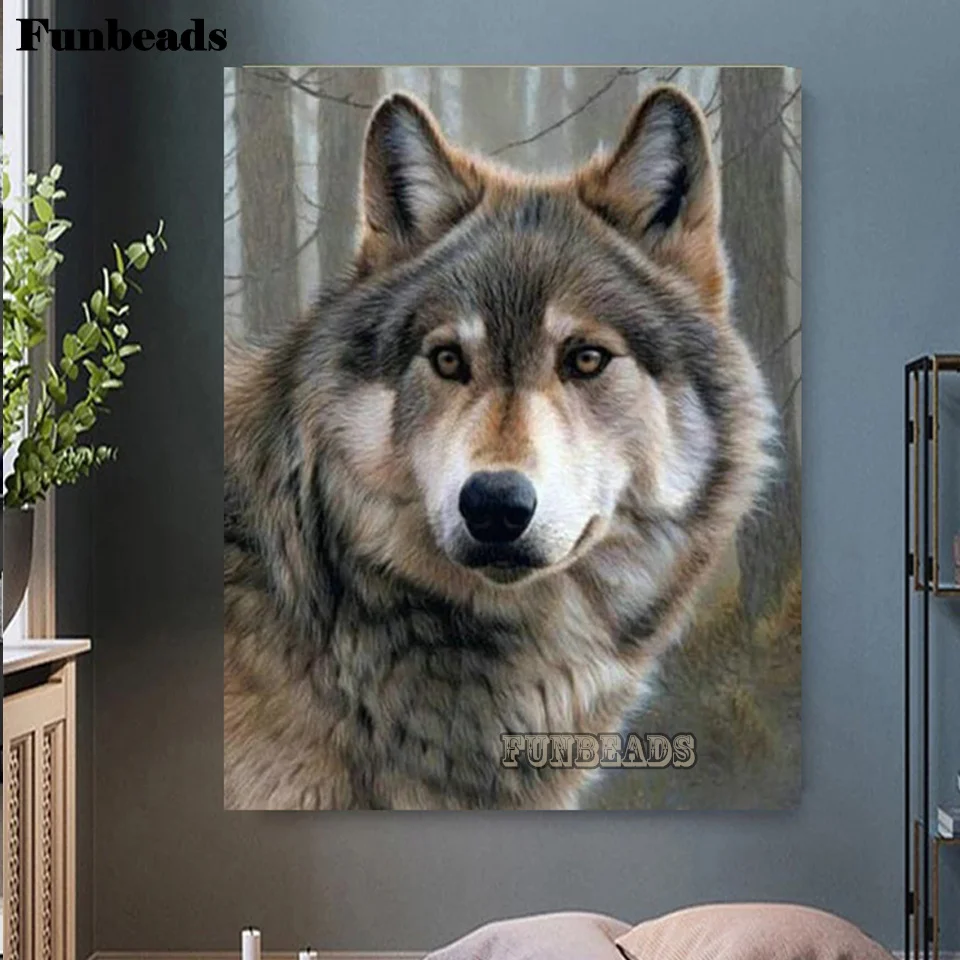 

Алмазная живопись «сделай сам», Лесной Волк, 5D алмазная вышивка, мозаика, Набор для вышивки крестиком, животное, картина Стразы, домашний дек...