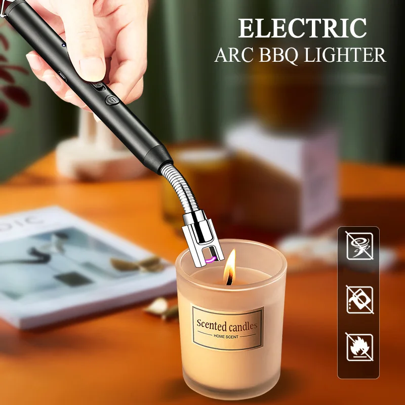 With Led Battery Display Long Flexible Neck Usb Lighters For Light Candles Gas Stoves