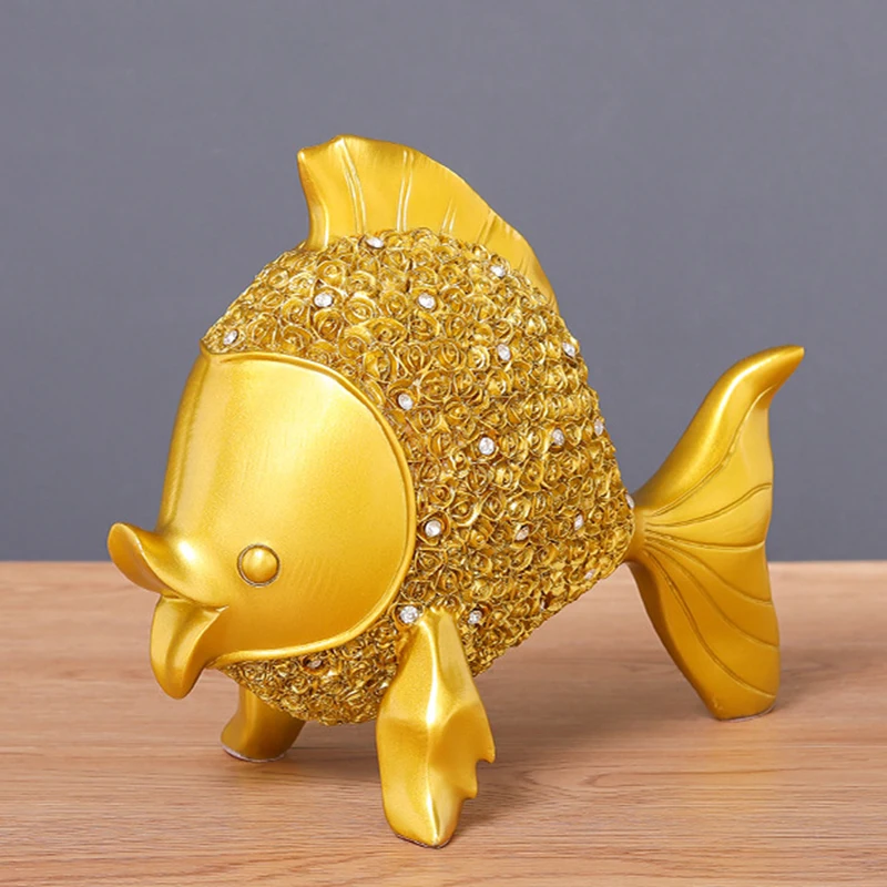 

Nordic Fish Figurine Resin Sculpture Goldfish Ornament Keepsake Living Room Decoration TSL1