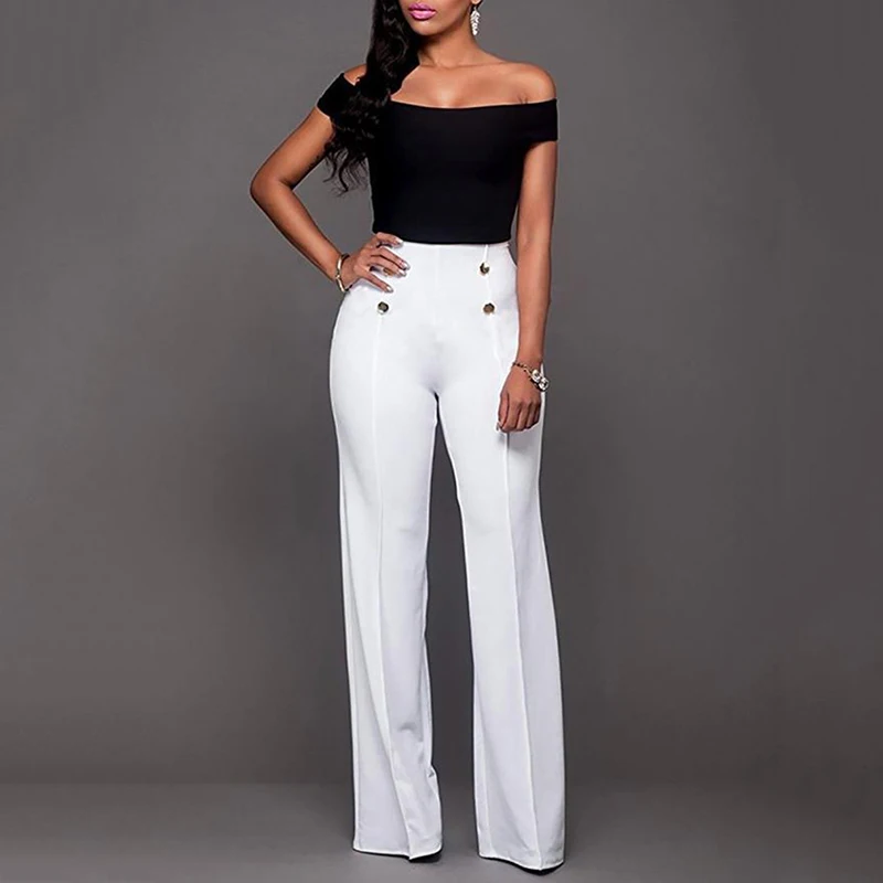 

Women's Pants Fashion Causal Loose Trousers High Waist Wide Leg Pants Ladies Work Wear Elegant Loose Casual Solid Long Pants