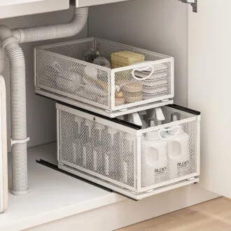 Кухонный стеллаж для хранения, стойка-органайзер для хранения в шкафу, многофункциональная Складная многослойная Бытовая скользящая корзина