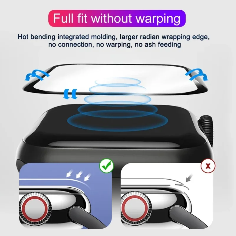 Мягкое стекло для Apple Watch защита экрана 44 мм 45 41 38 42 9D HD полная пленка iWatch серии 6 5 3 8