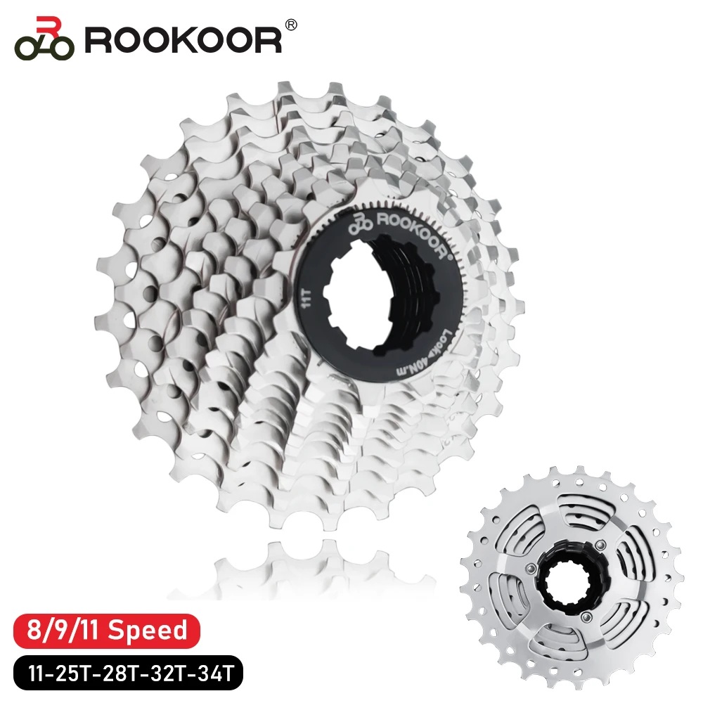 

ROOKOOR 8/9/11 Speed Road Bike Velocidade 11-25T/28T/32T/34T Sprocket Bicycle Cassette Freewheel Roda Dentada for SHIMANO SRAM