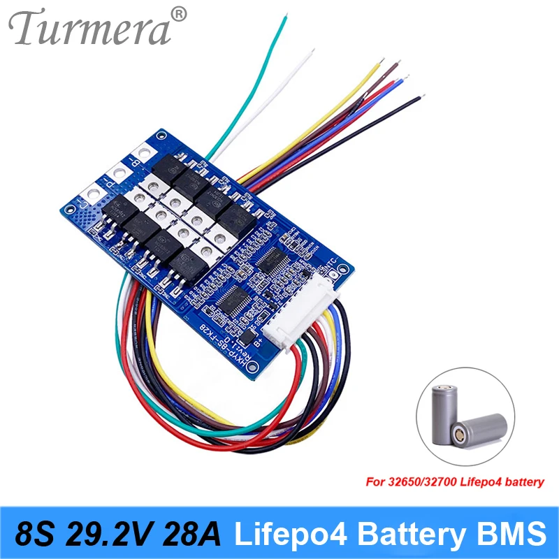 

Turmera 8S 24 В 29,2 в 28A Lifepo4 батарея BMS с балансом для 18650 32700 33140 Lifepo4 батарея, используемая в батареях или для мотоциклов