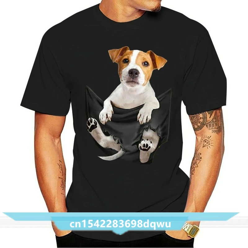 

Jack Russell Inside Pocket T-shirt Dog LoversT-shirt Black Size S-6XL Men Women Unisex Fashion tshirt Free Shipping