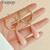 fashion big drop earrings for women 2022 trend new korean jewelry resin elegant long earings circle dangle vintage brincos gift