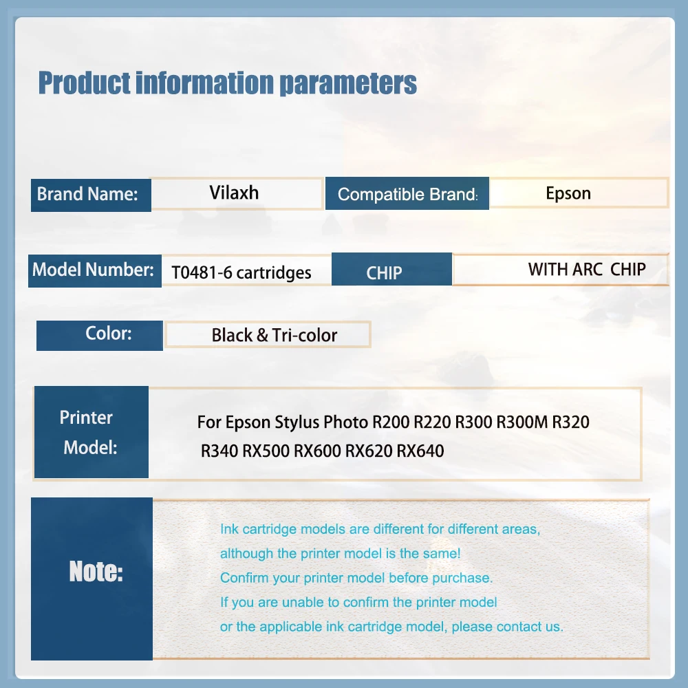 Vliaxh пустой T0481 - T0486 многоразовый чернильный картридж для EPSON STYLUS Photo