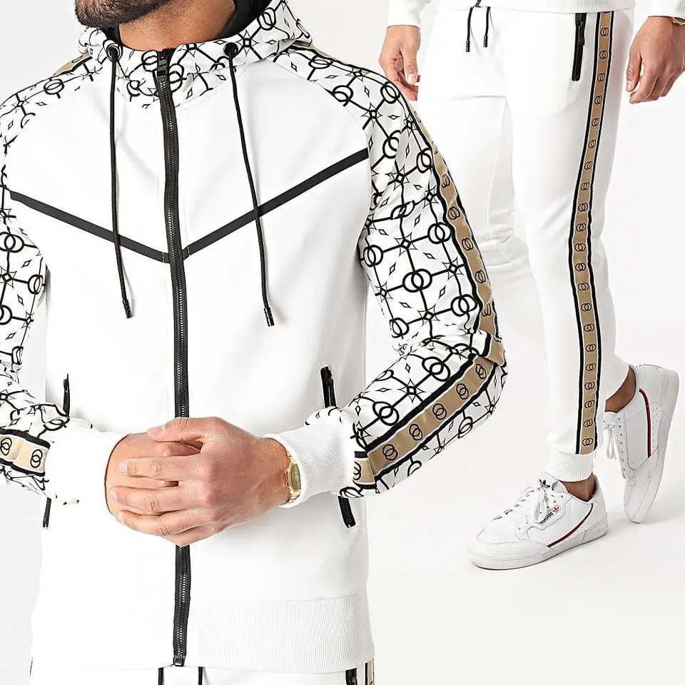 Men's Sports Suit New European and American Printed Jacket Jacket Casual Pants Tide Brand Two-piece Set