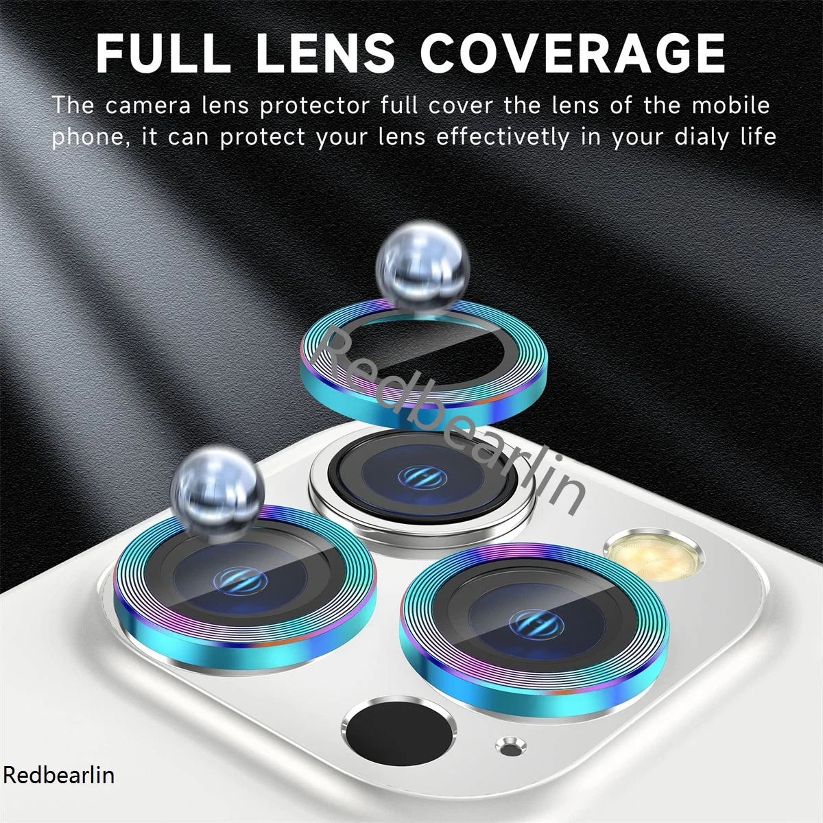 20pcs/lot Colorful Camera Lens Tempered Glass  Protector Cover On For Iphone 12 11 13 14 Pro max 14 Pro 14plus