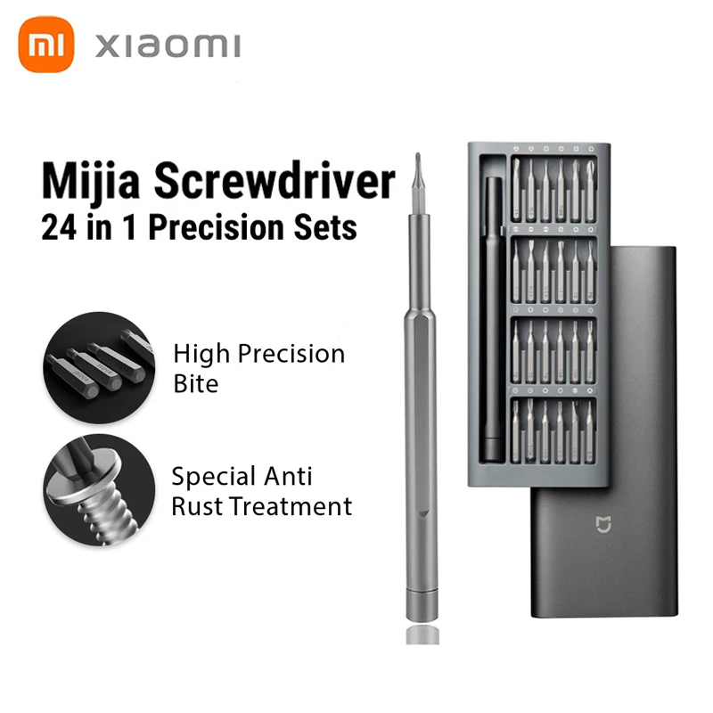 

Набор прецизионных отверток Xiaomi Mijia, Набор отверток для ежедневного использования, 24 прецизионных магнитных насадки в алюминиевой коробке, Набор отверток «сделай сам»