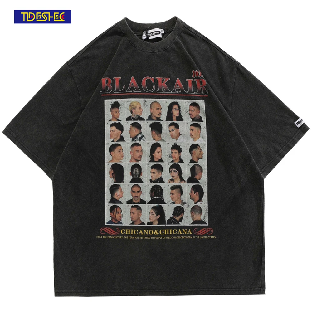 

Vintage Men's T-Shirts Oversized Head Portrait Graphic Printed T Shirt 2022 Summer Streetwear Men Washed Short Sleeves Tee Tops