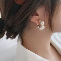 c shaped large pearl stud earrings for women fashion new retro drop earring pendientes wedding party jewelry gift boucle oreille