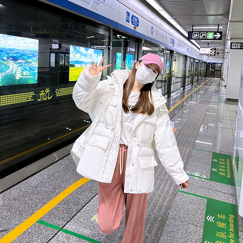 GRELLER 2022 New Winter Women Parkas Jackets Casual Big Pocket Thick Warm Hooded Coat Female Winter Outwear Oversized Clothes