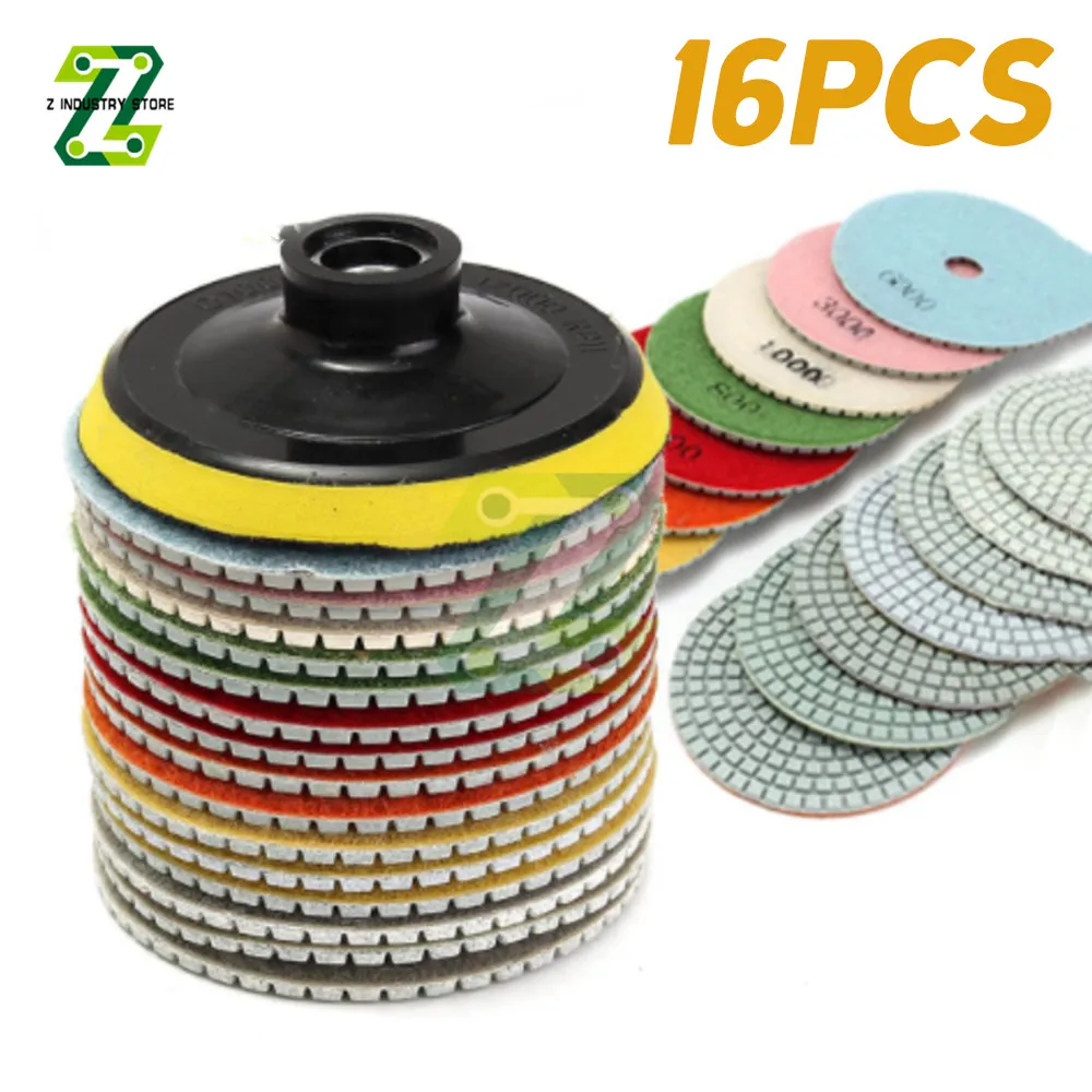 

Набор алмазных полировальных насадок, 4-дюймовый шлифовальный станок для сухой и влажной полировки гранита, бетона, мрамора, камня