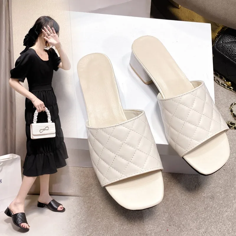 

Шлепанцы женские резиновые, квадратный носок, квадратный каблук, сланцы, роскошные низкие, в римском стиле, дизайнерские, лето 2023
