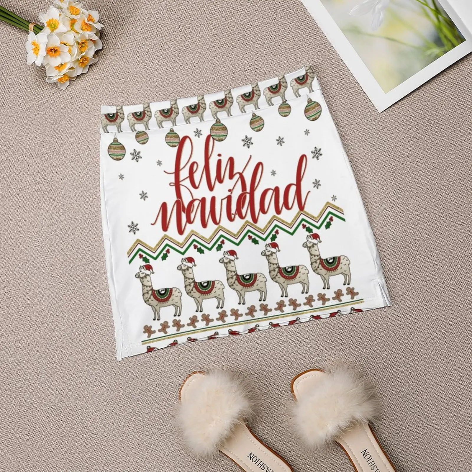 Feliz Navidad Рождественский свитер с узором Женская юбка Спортивная юбка-юбка