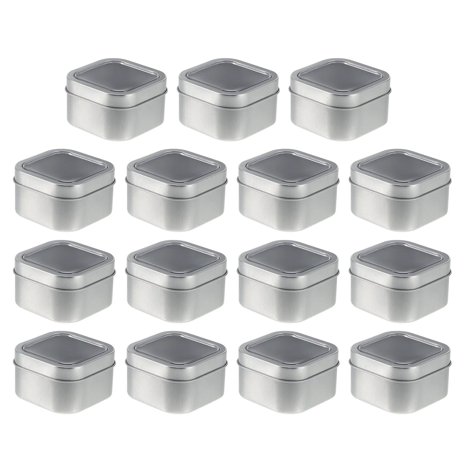 

15pcs Thicken Premium Square Tins for Candle Making Tin Cans with Clear Window Square Empty Containers