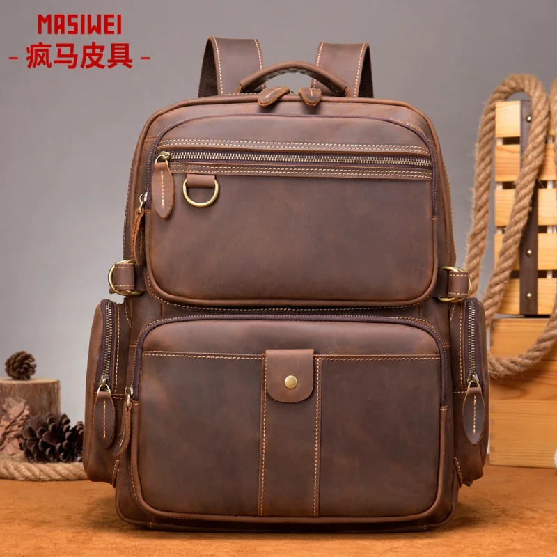 

Рюкзак мужской из натуральной кожи, в стиле ретро