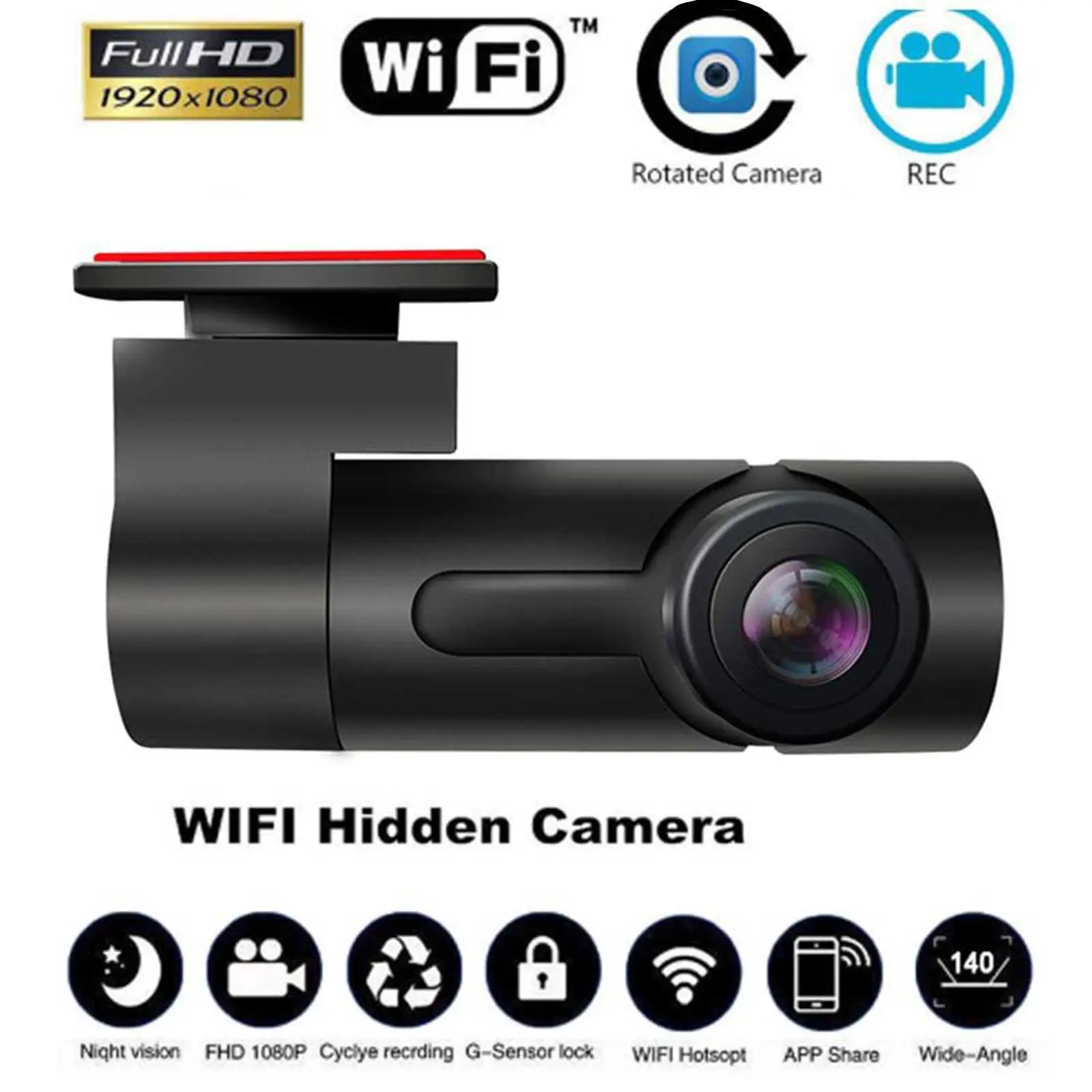 

Видеорегистратор автомобильный, Wi-Fi, FULL HD, 1080P, с G-датчиком
