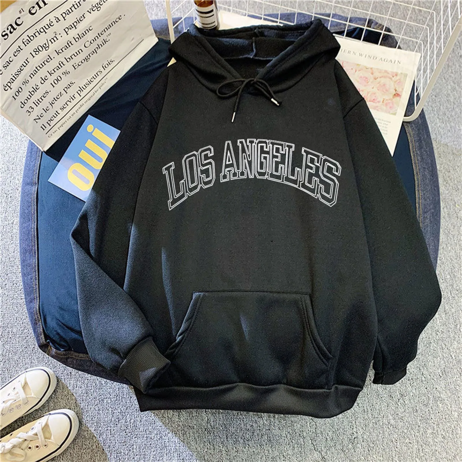 

Women Hoodied Pullovers Sweatshirt Los Angeles Letter Print Hoodies Tracksuit Sweatshirt Hoodie Female Hip Hop Y2k Clothes Tops