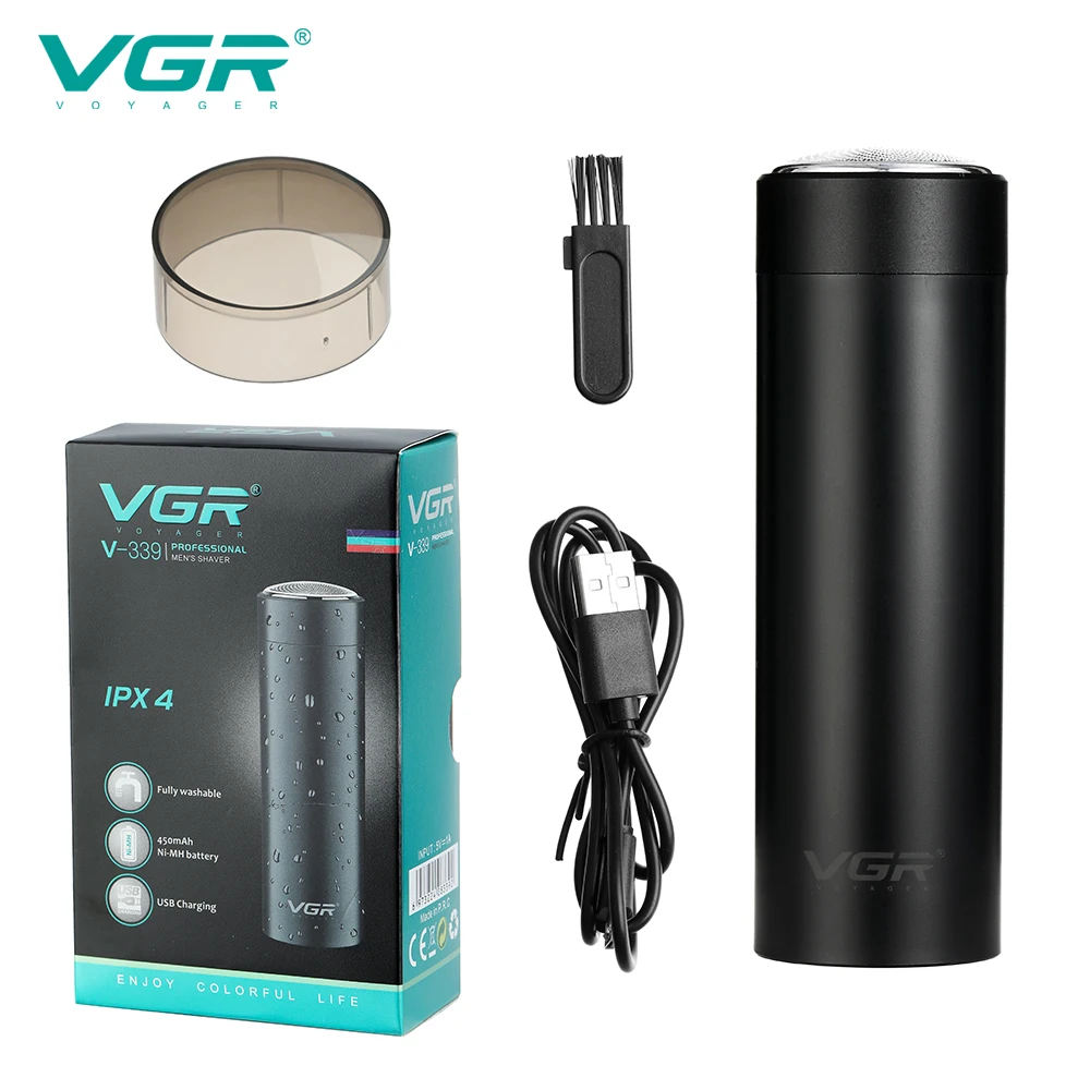 

VGR Mini Washable Electric Shaver Beard Trimmer for Men Razor USB Rechargeable Shaving Machine Portable Powerful Rotary V-339