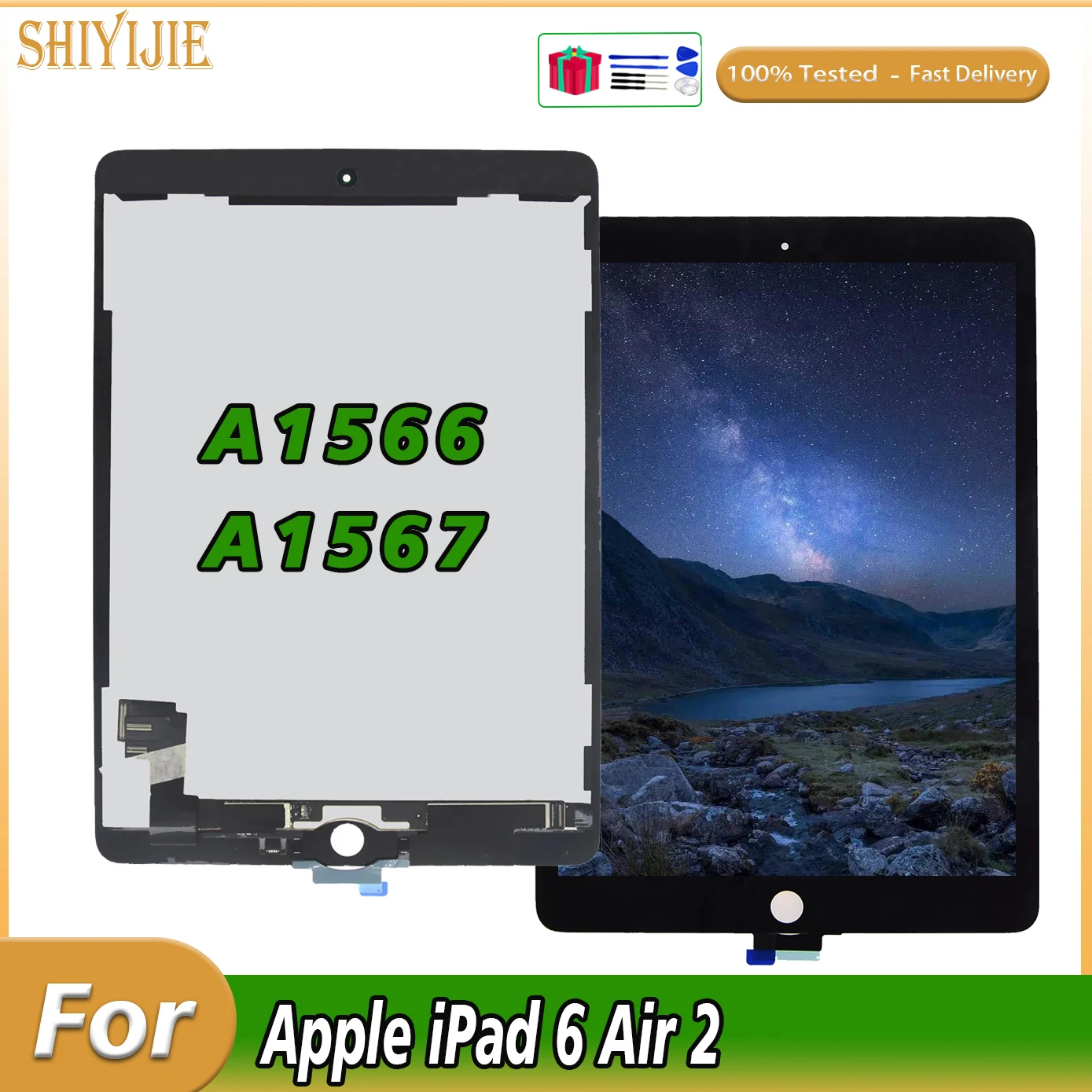 

9.7" For Apple iPad 6 Air 2 LCD AAA+ Grade LCD Display Touch Screen For iPad 6 A1567 A1566 Panel Digitizer Assembly Replacement