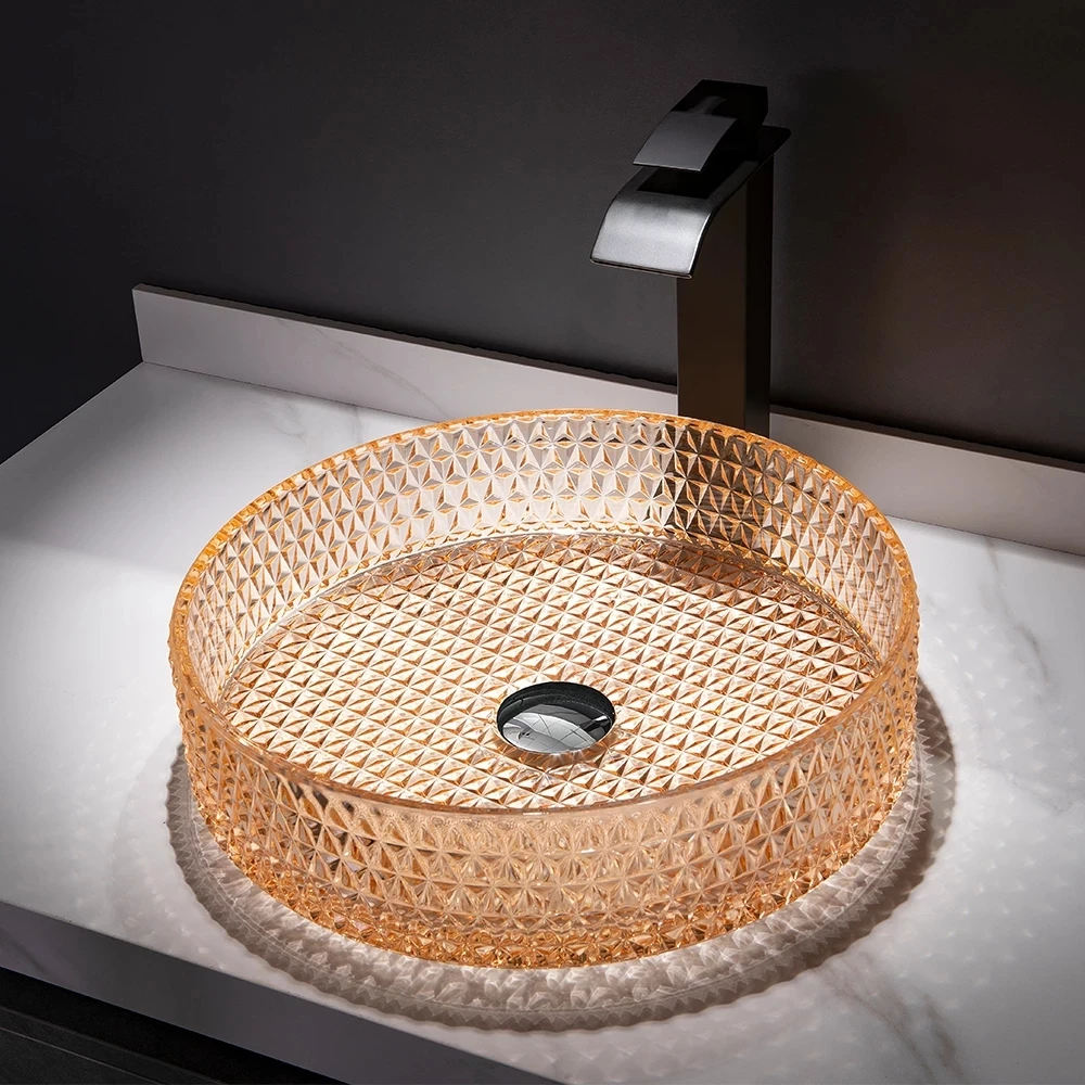 Раковина из хрустального стекла круглая раковина в европейском стиле черная для