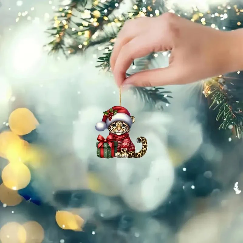 Рождественская панда олень кошка подвеска украшение для рождественской елки 2D