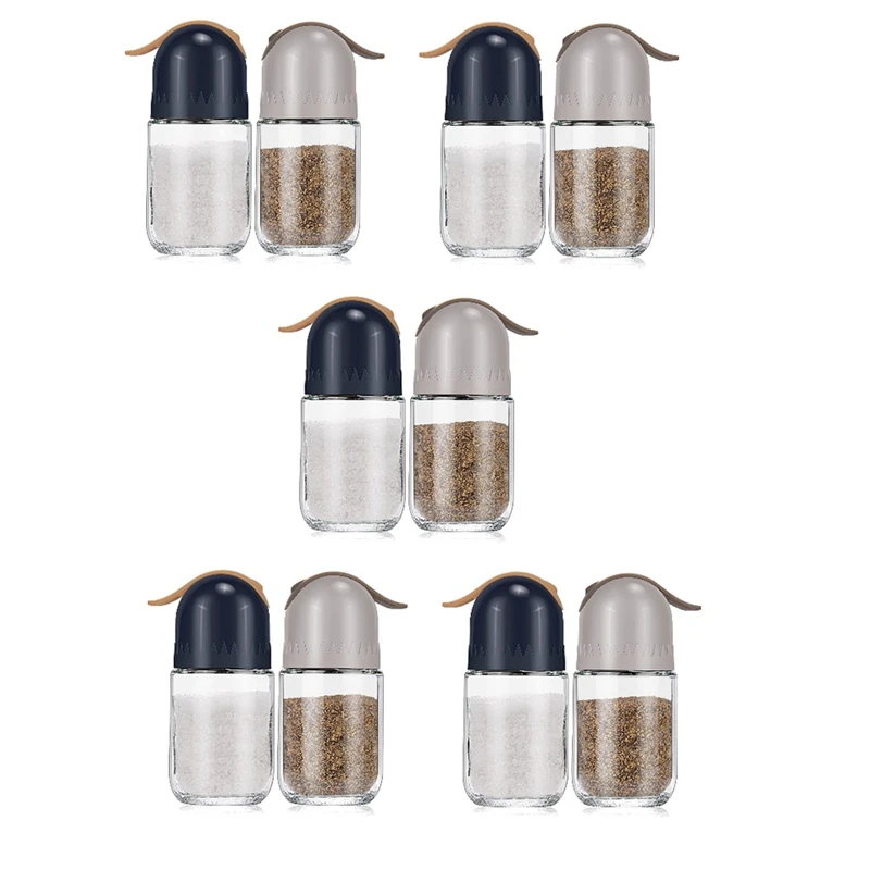 

Salt and Pepper Shakers Glass Set, Seasoning Storage Containers, Salt Shaker with Adjustable Pour Holes for Spices