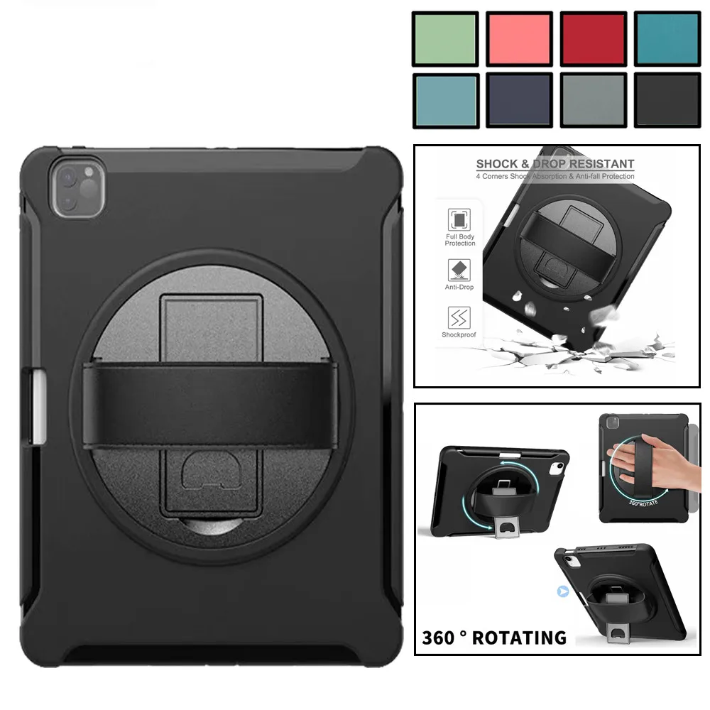 

Чехол для IPad Pro 11 12,9 Air 2 3 4 5 10,9 Mini 6 9,7 7th 8th 9th 10,2 10,5 вращающийся на дюймов чехол с ремешком на руку для iPad mini 1 2 3 4 5