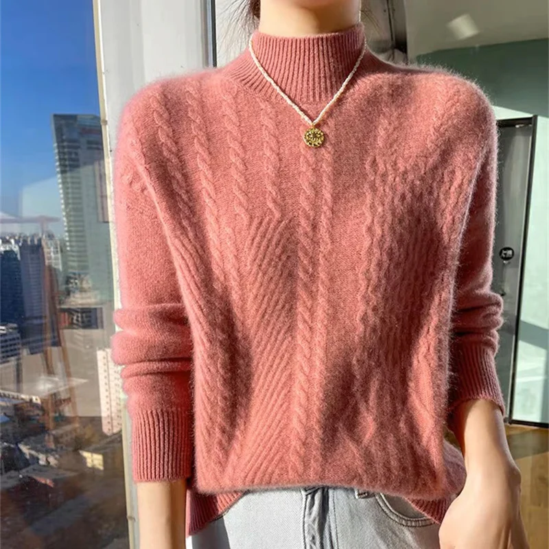 Нежные пуловеры для женщин новинка 2024 джемперы с полувысоким воротником