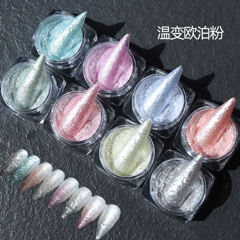 

20g/bag Temperature Color Change Nail Opal Powder High Gloss Thermal Pigment Uv Polish Manicure Nail Art Gradient Glitter Chrome
