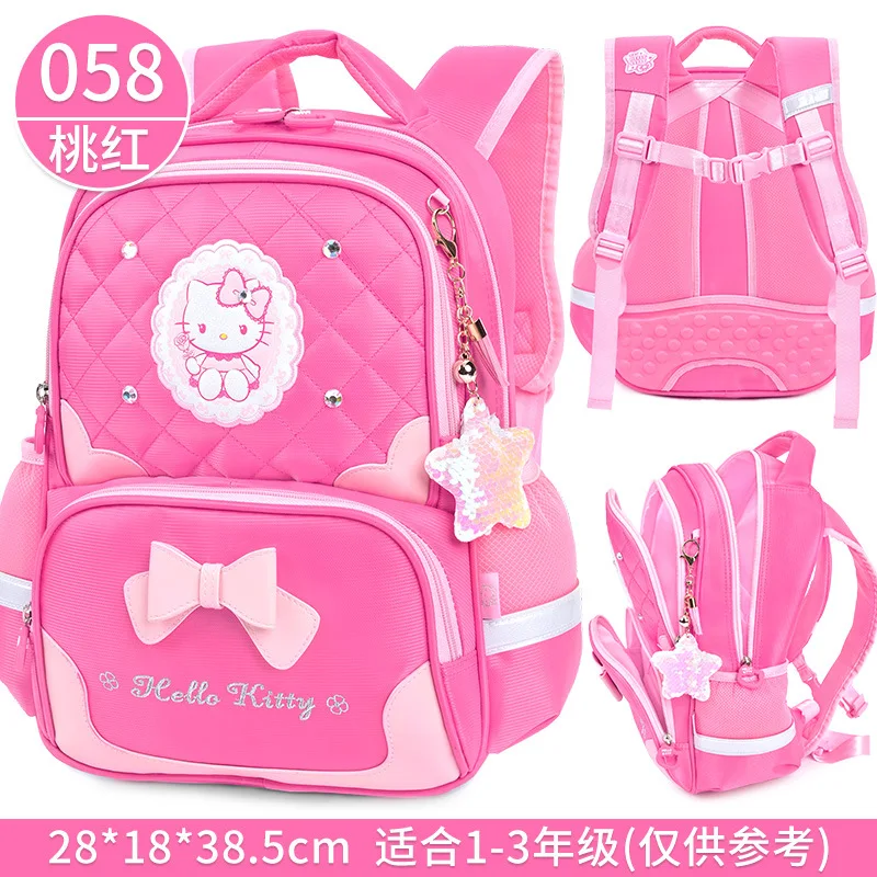 Kitty Schoolbag for Primary School Girls Grade 1-3 Girls Princess Burden Reduction Children Hello Kitty Backpack Backpack