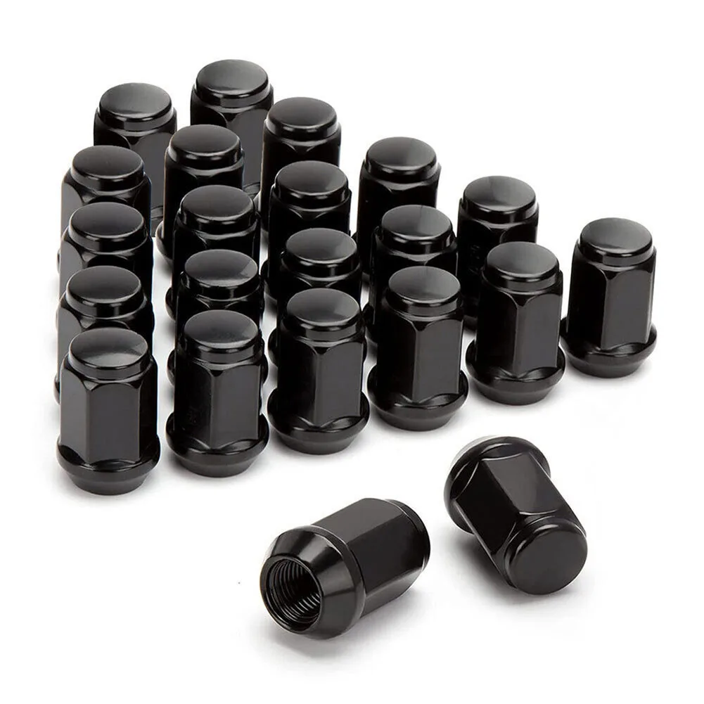 

24x M12x1.5 Wheel Nuts Black Lug Nut Socket For LandCruiser Prado For Ford Vehicles With Wheel Studs Requiring A 1/2"-20 Thread