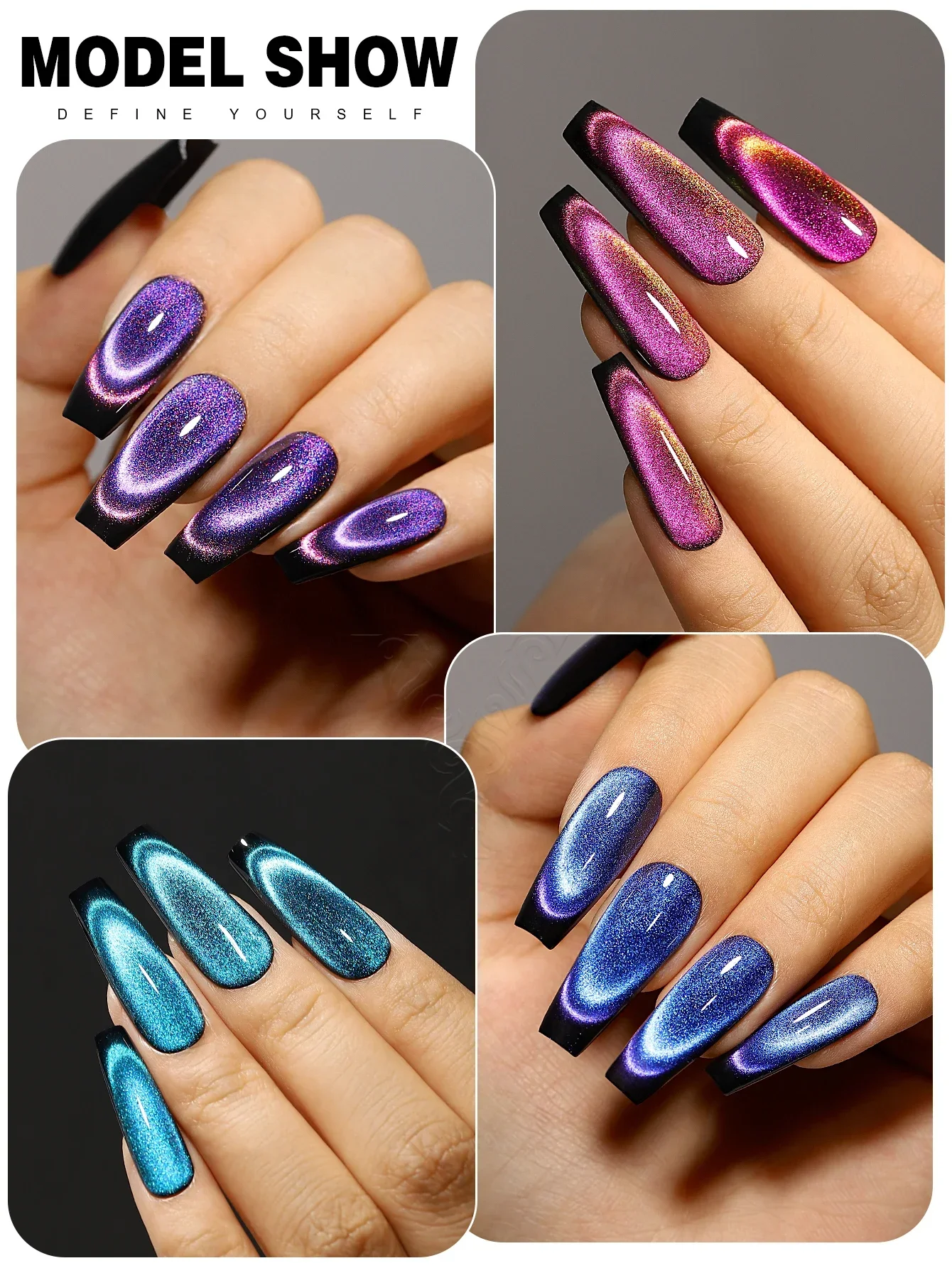 Фото YOKEFELLOW Dreamland Cat Eye Гель-лак 10 мл Синий магнитный гель-лак для ногтей Soak off UV Профессиональный гель-лак для маникюра DIY №3