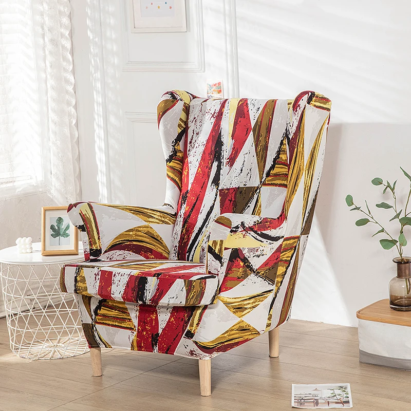 

Spandex Elastic Wing Chair Slipcover with Seat Cushion Cover Sloping Anti-dirty Armchair Sofa Covers Arm Wing Back Chair Covers