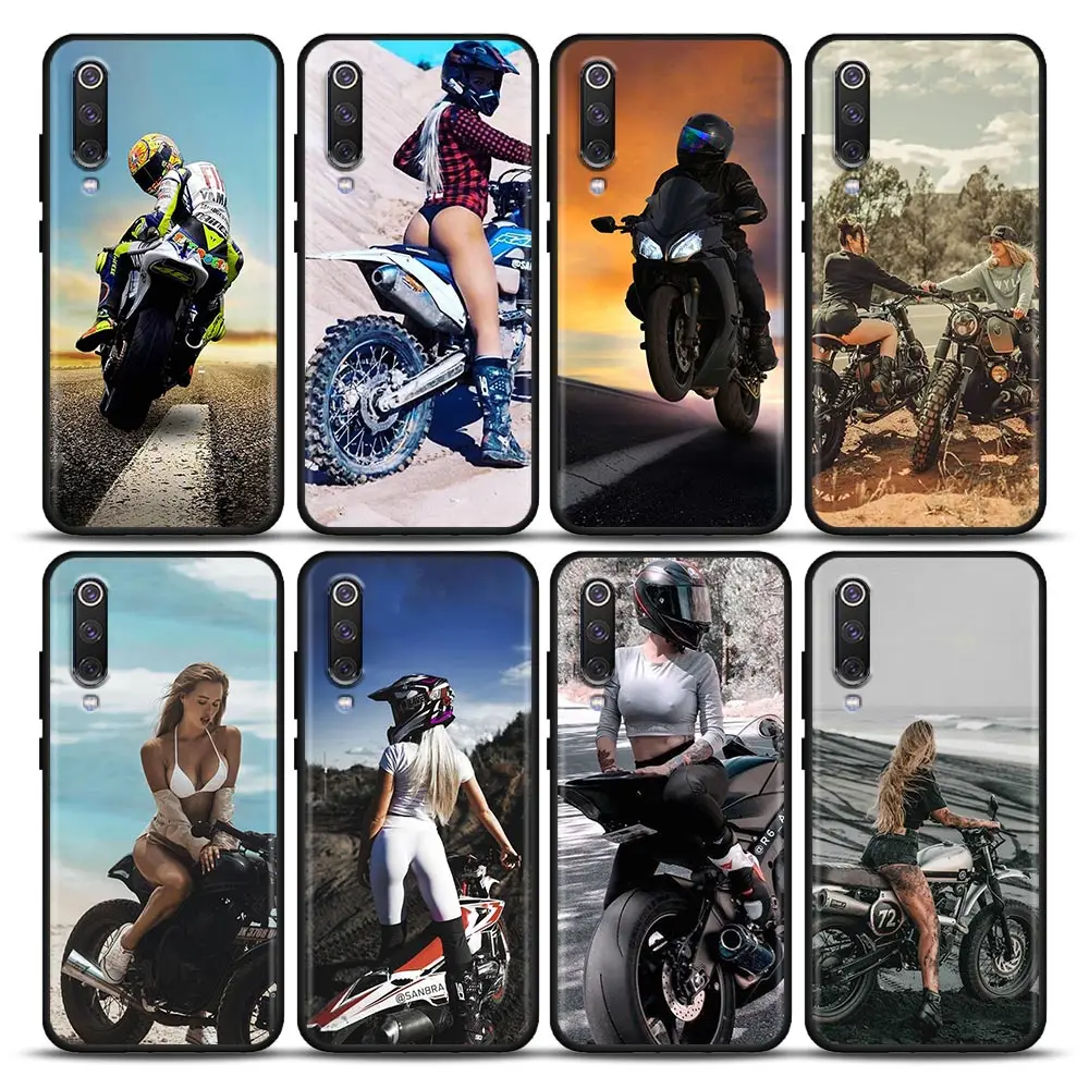 

Phone Case for Xiaomi Mi A2 8 9 SE 9T 10 10T 10S CC9 E Note 10 Lite Pro 5G Soft Silicone Case Cover Sexy Girl Motocross