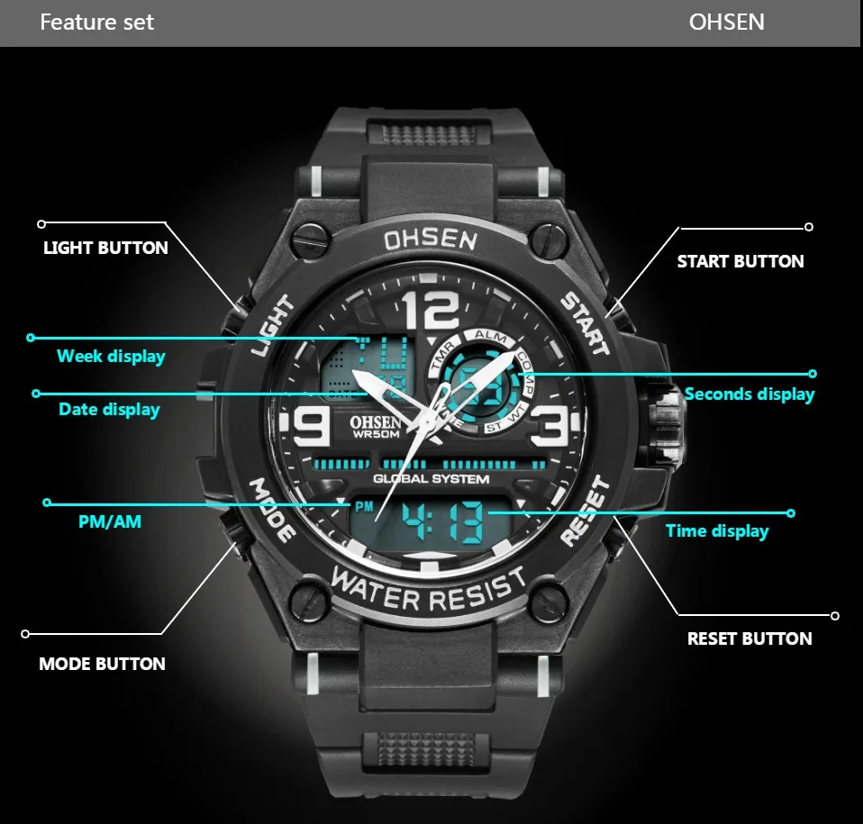 Waterproof Led Watches For Men Outdoor Sports Men Digital Led Quartz Alarm Men Wrist Watch Fashion Electronic Watch Relogio
