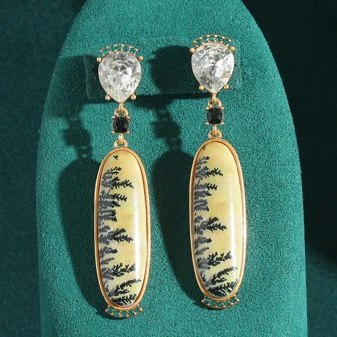 LOVE GREEN LIVE GREEN Серьги-капельки из меди с камнями