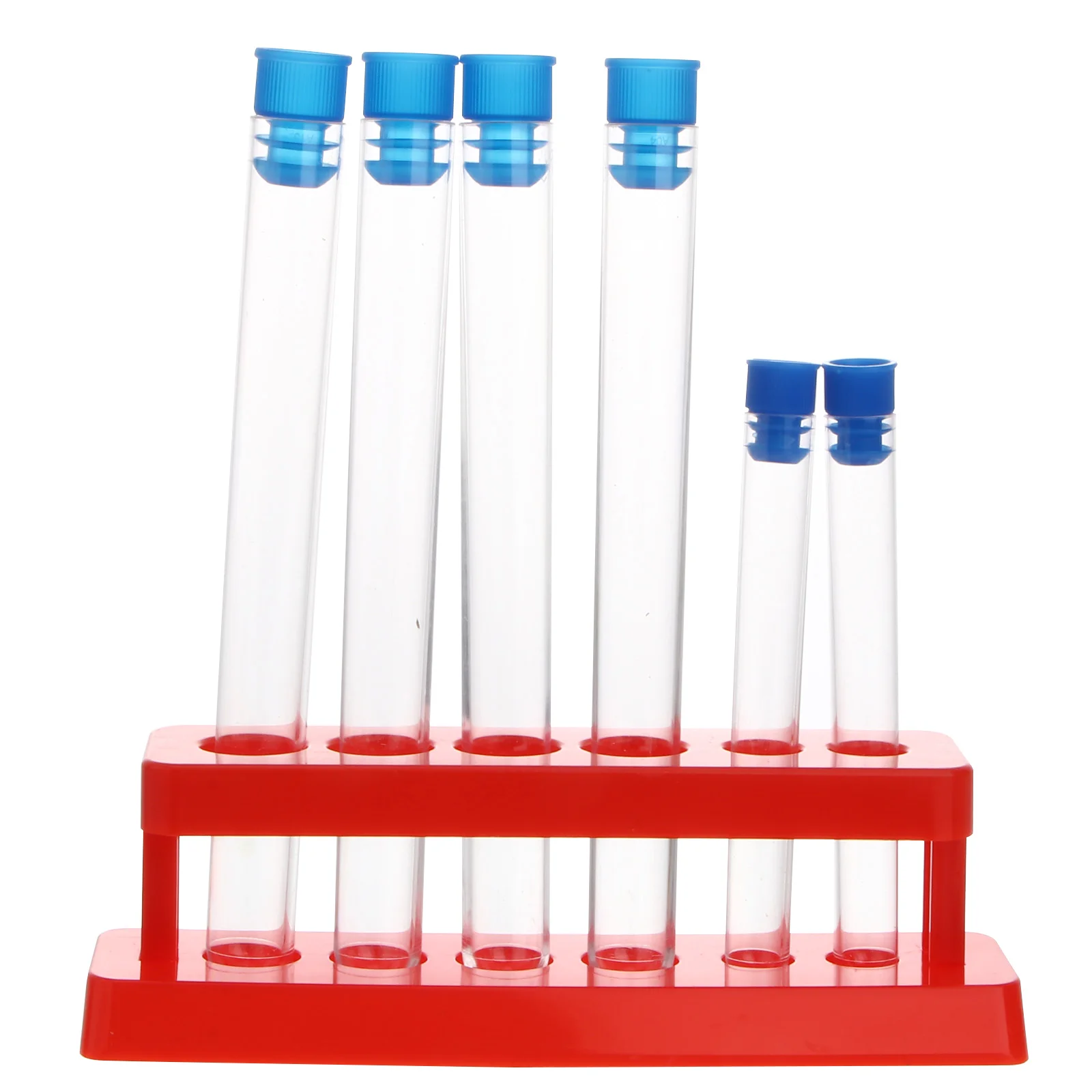 

Clear Test Tubes with Rack 6pcs Plastic Vases Test Tube with Caps and 6 Holes Tubes Rack for Scientific Experiments Party