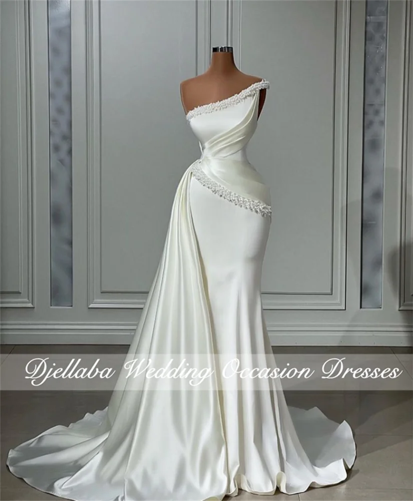 

New Arrivals One Shoulder Lace Mermaid Wedding Dresses Elegant 2023 For Women Beaded Bridal Dresses Custom Made Robes De Mariée