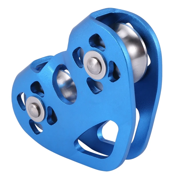 Heart-Shape Climbing Double Pulley Steel Cable Rope 1m Climbing Device High Speed Zipline Trolley 24KN 3