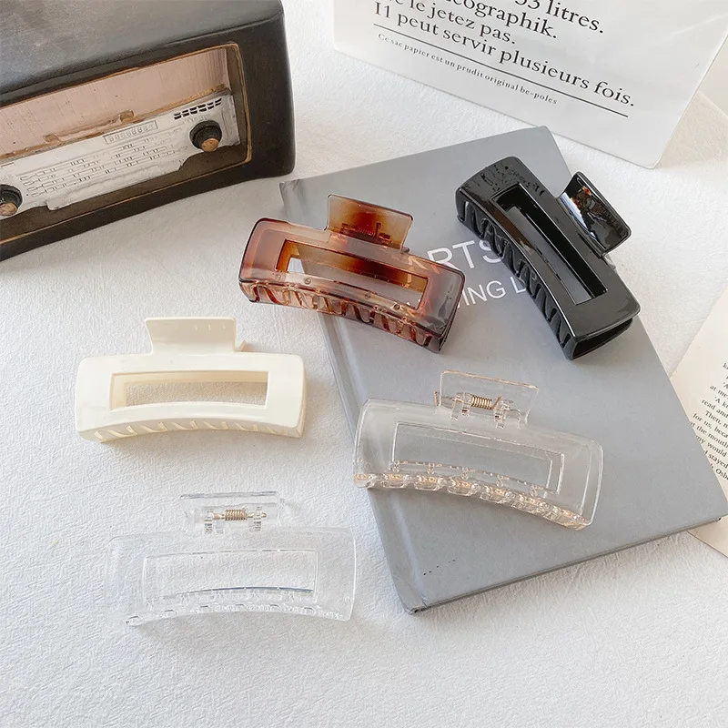 

2023 Korean Fashion Hair Claws Clips Large Square Hair Claws Solid Color Hair Clips Acrylic Hairpin Hair for Women Accessories