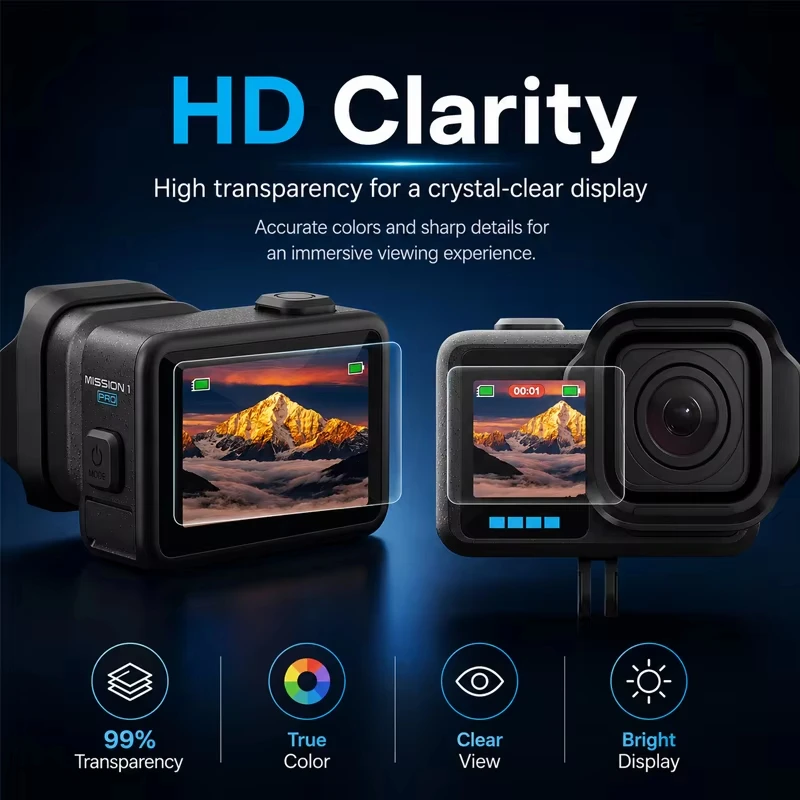 Фото Защитная пленка для экрана GOPRO MISSION 1/1 Pro 9H из закаленного стекла Ultra HD, ультратонкая, с защитой от царапин, аксессуары для защиты экрана. №2