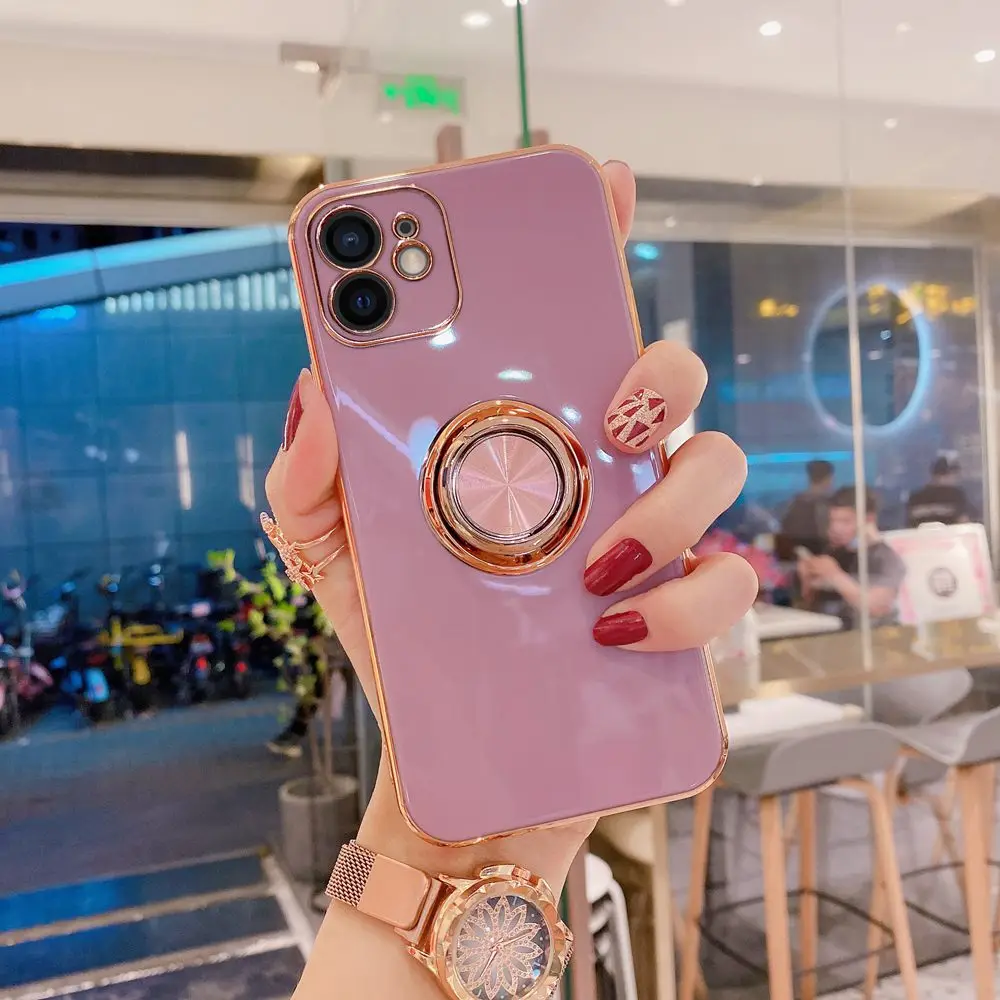 Case for iPhone 14 12 13 11 Pro Max Mini 14Pro 14Plus SE 2020 7 8 Plus X XR XS Max SE 2020 Case Luxury Soft Silicone Ring Cover