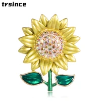 rhinestone sunflower brooches for women enamel daisy pin plant coat jewelry fashion accessories high quality