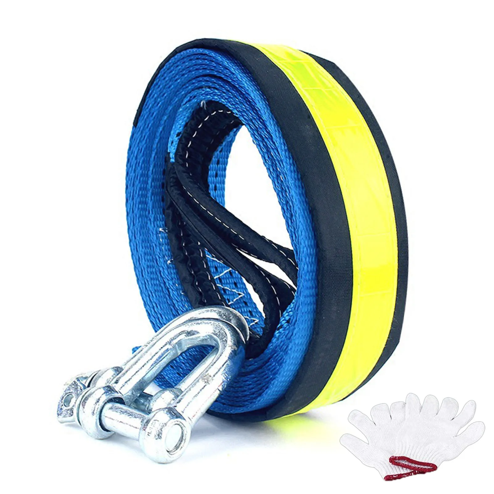 

Heavy Duty Tow Strap Reflective Trailer Towing Rope 8-Tons Capacity Tow Rope For Car Lightly Truck Portable Towing Recovery Rope