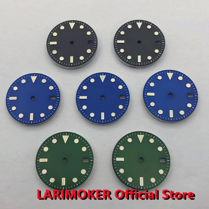 

LARIMOKER Original New 28.5mm Generic Grind Arenaceous Black Green Blue NH35 Dial Green Luminous Silver/Gold/Rose Gold Index